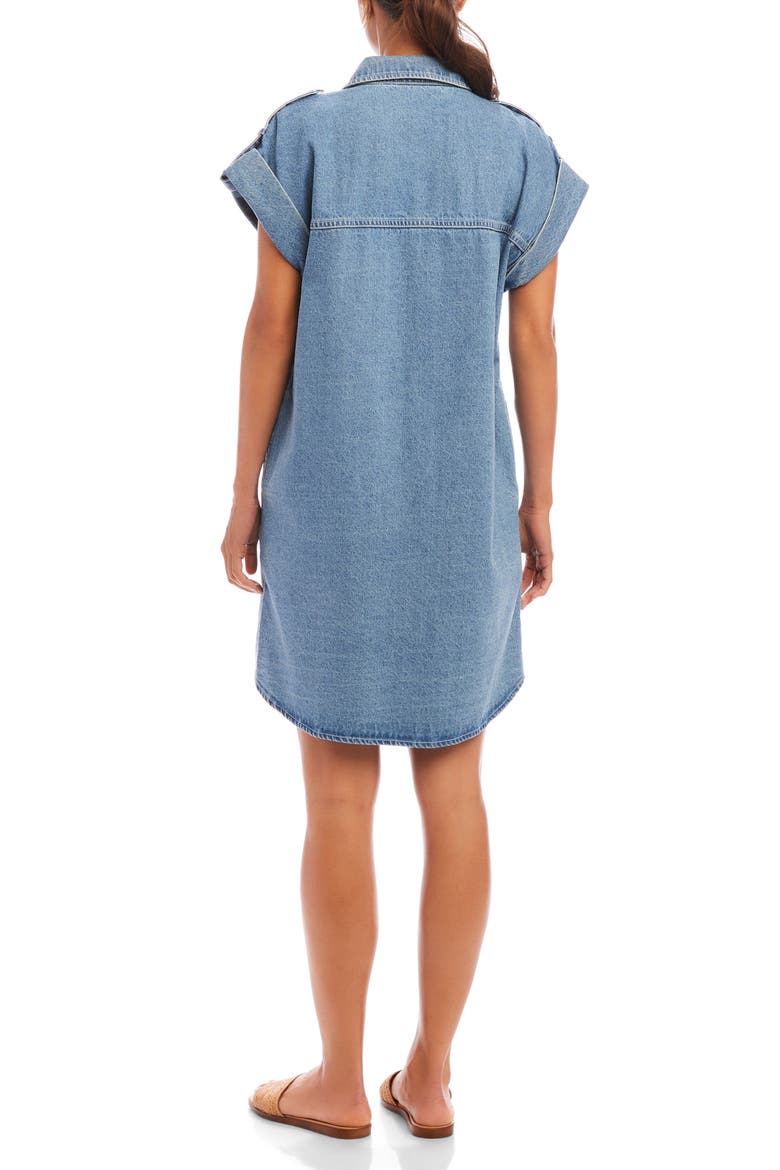 Cap Sleeve Denim Shirtdress, Alternate, color, DENIM