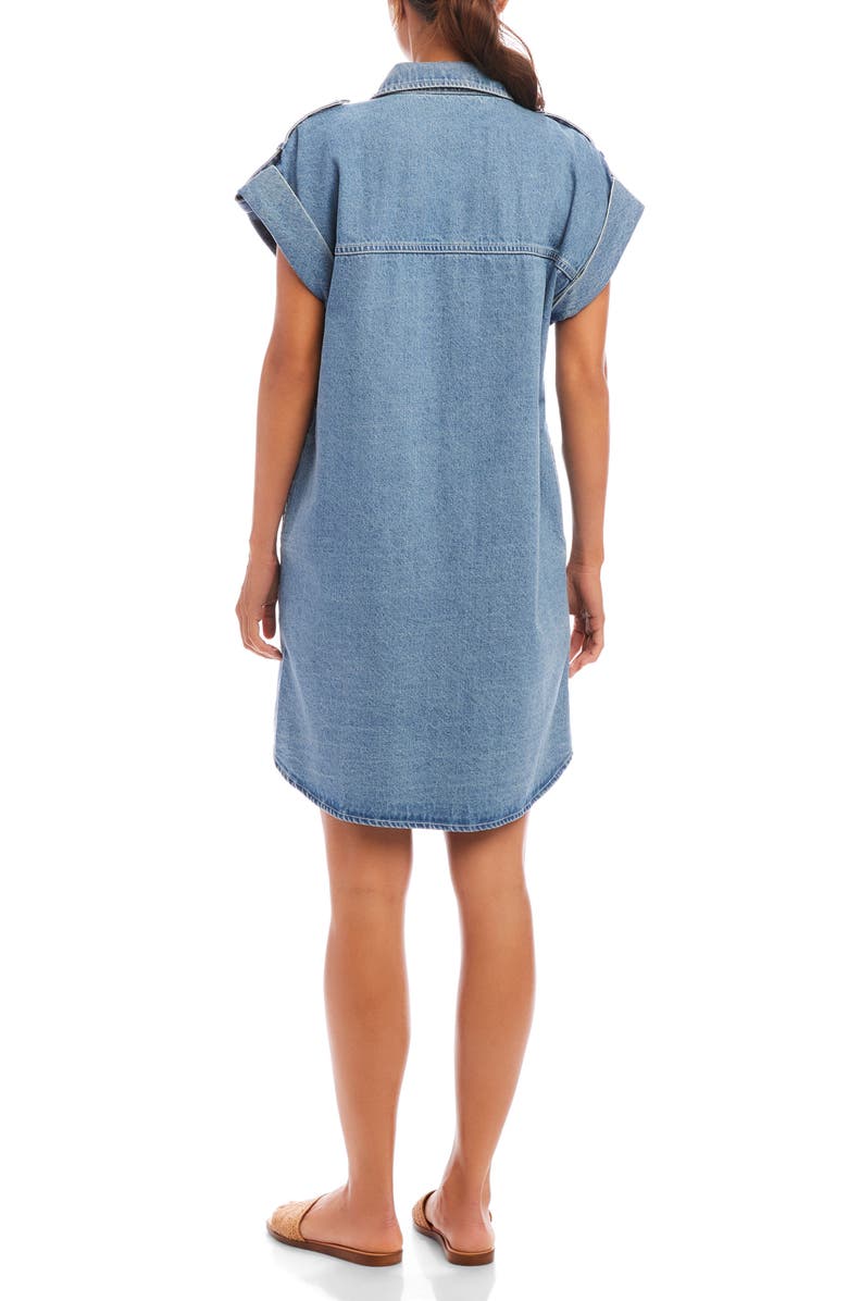 Karen Kane Cap Sleeve Denim Shirtdress, Alternate, color, Denim