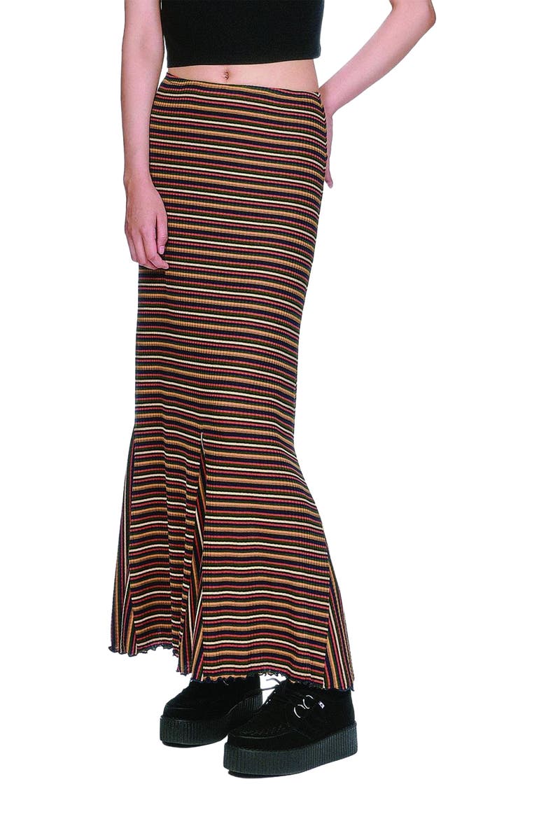 Venetian Stripe Trumpet Skirt, Alternate, color, Caramel Multi