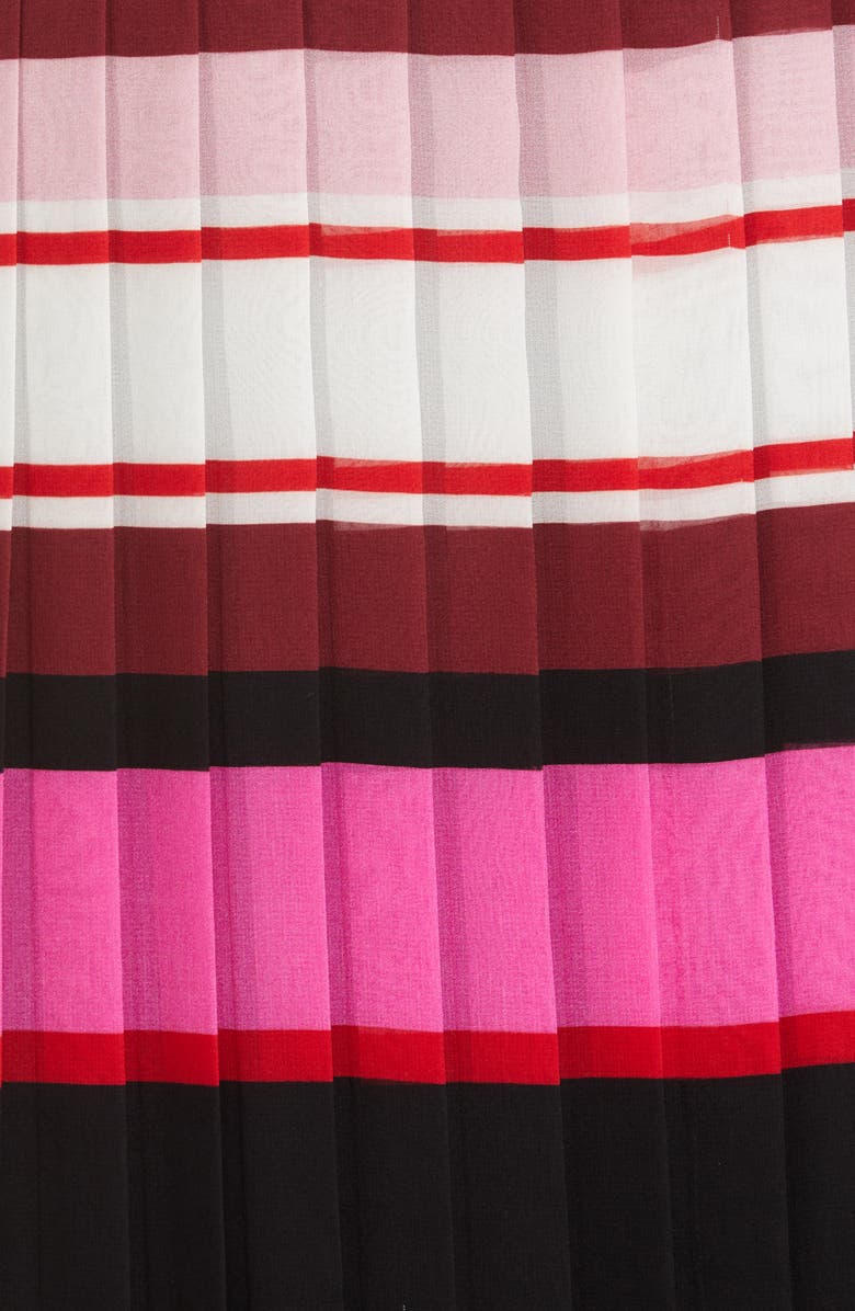 Valentino Stripe Pleat Silk Georgette Midi Skirt, Alternate, color,