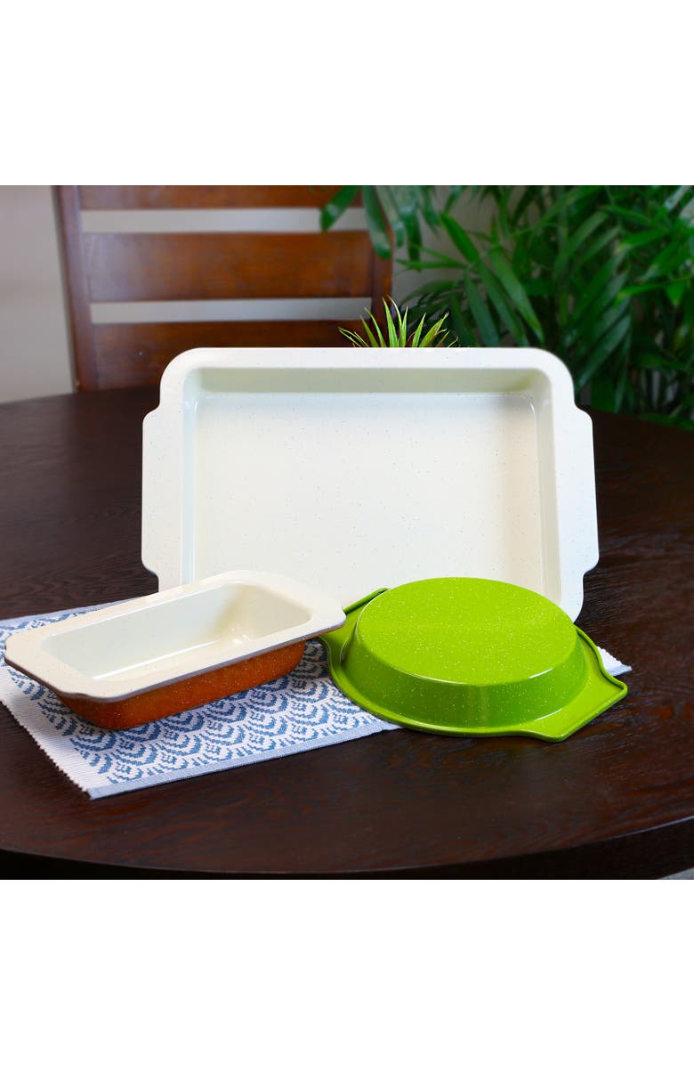 Gibson ColorSplash Imbue 3 Piece Carbon Steel Nonstick Bakeware Set, Alternate, color, Blue