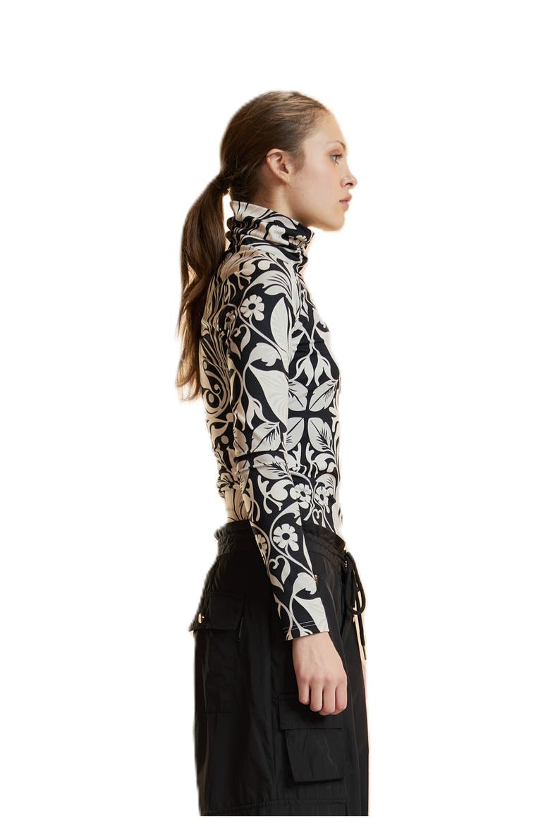 Turtle Neck Lycra Top, Alternate, color, Black/White