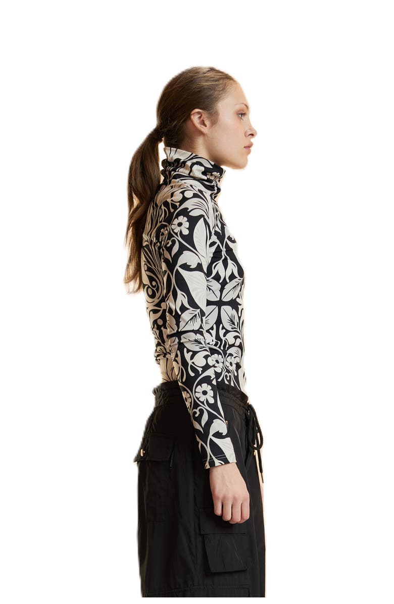 Cynthia Rowley Turtle Neck Lycra Top, Alternate, color, Black/White