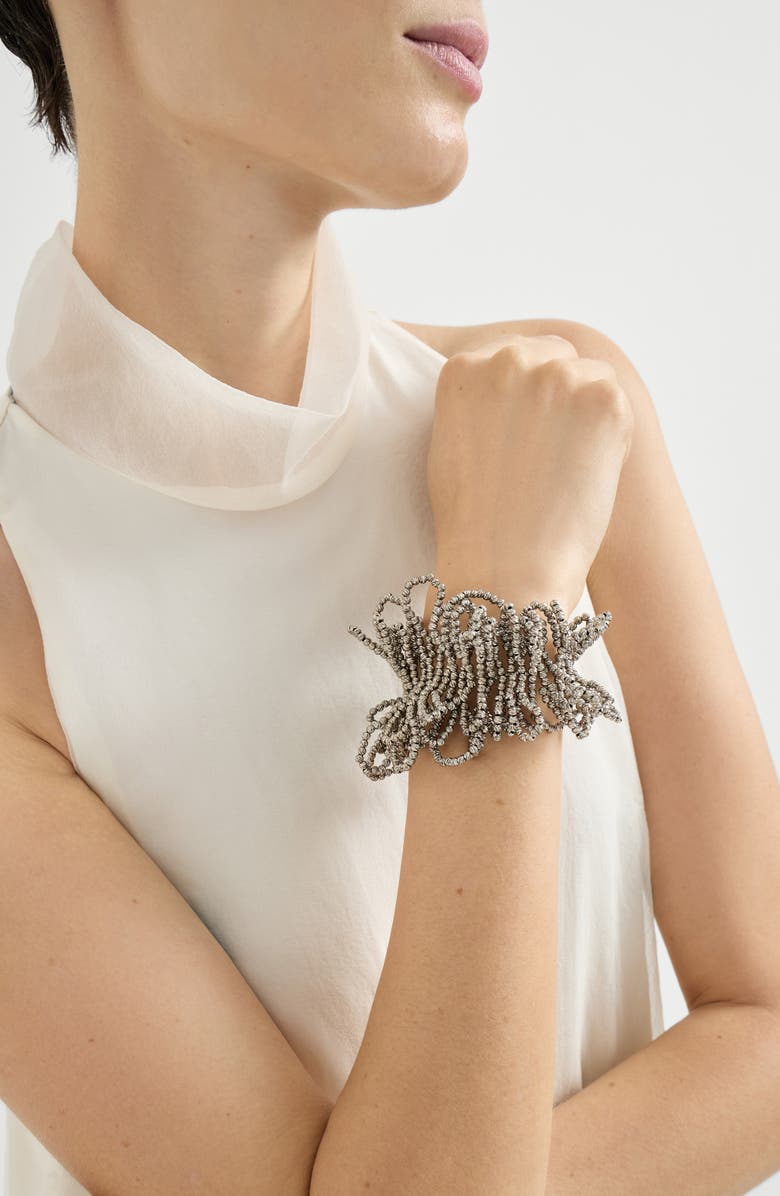 Brunello Cucinelli Hematite and Sterling Silver bracelet, Alternate, color, Silver