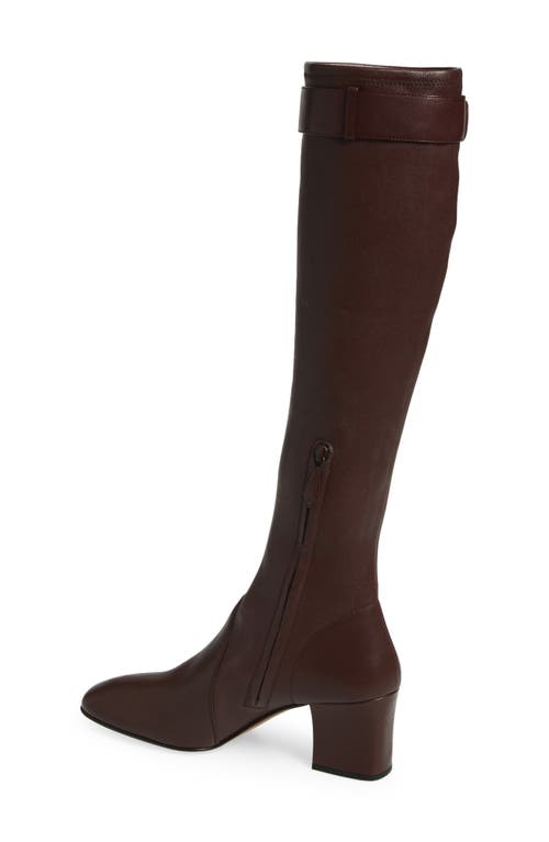 Miu Miu Buckle Strap Knee High Boot In Brown