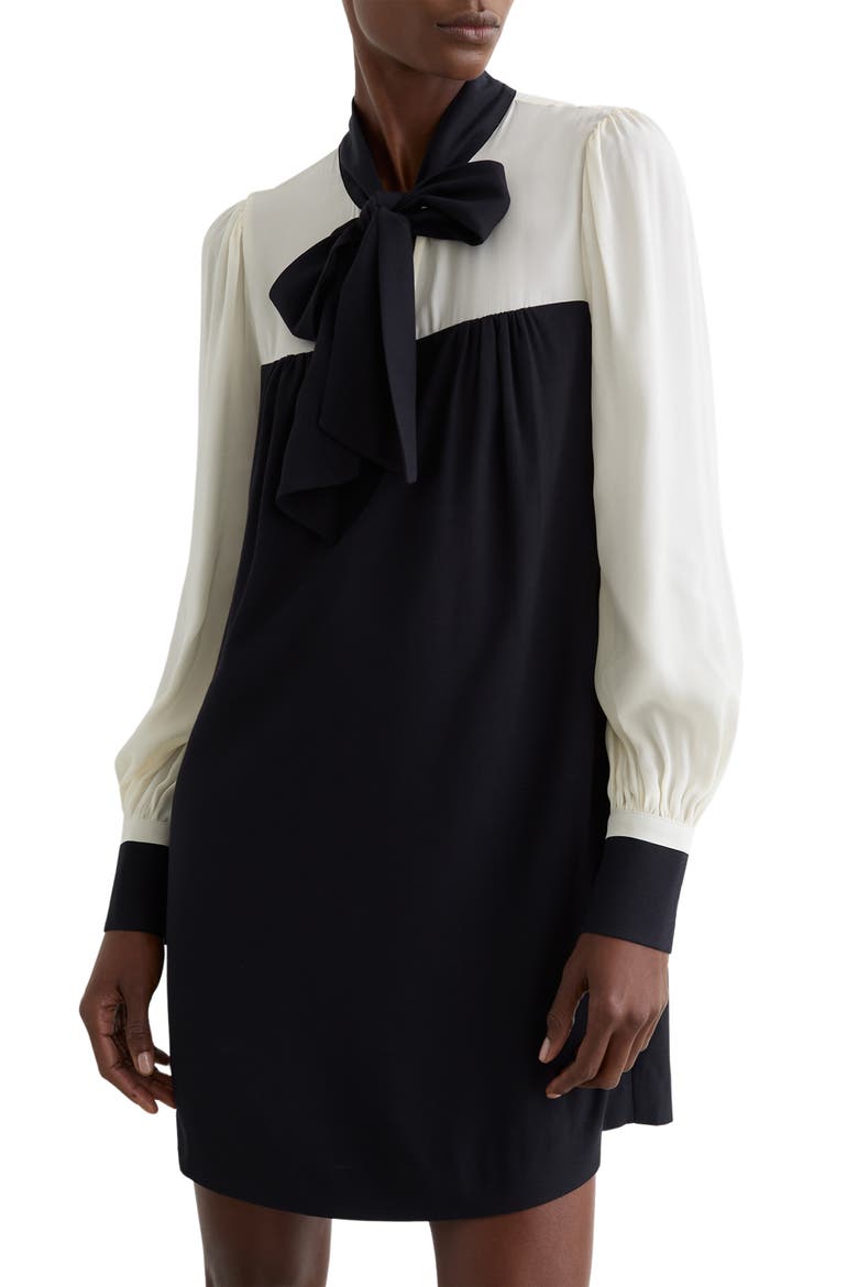 black and white shift dress Polka Dot Lace Trim Sasha Mini this dress offers a flattering dropped waist and regular fit By Anthropologie Paneled Shift Dress