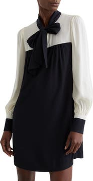 Reiss Cam Tie-Neck Shift Dress