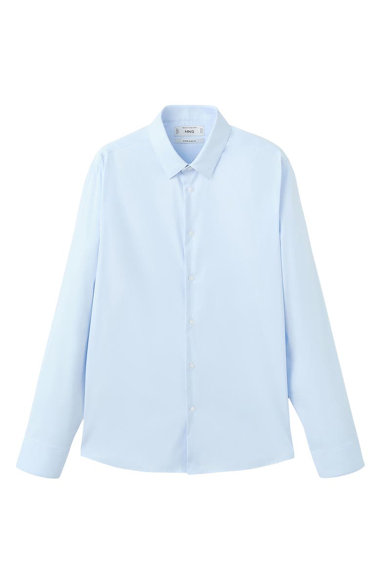 MANGO Slim Fit Stripe Cotton Button-Up Shirt, Alternate, color, Sky Blue
