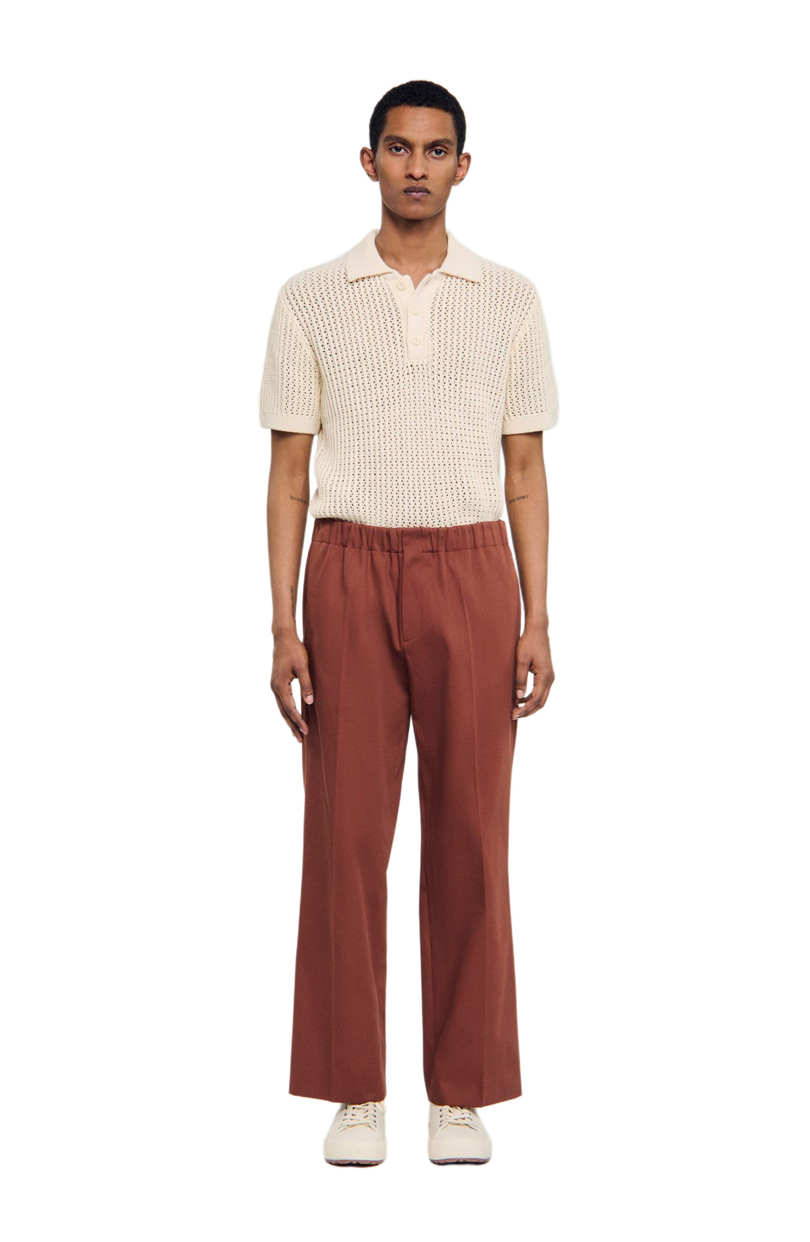 Elasticated wide-leg cotton trousers