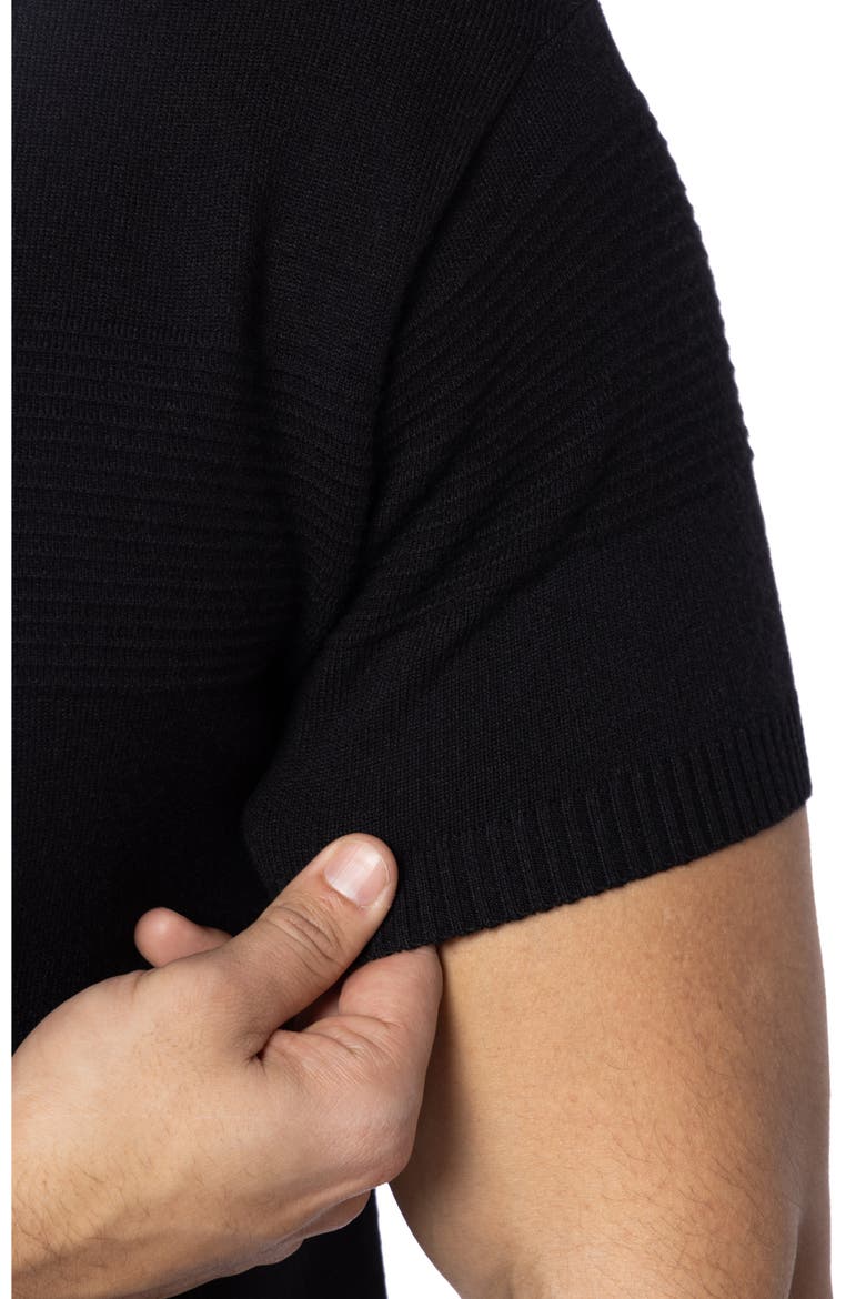 Ottoman Accent Short Sleeve Half-Zip Sweater, Alternate, color, BLACK