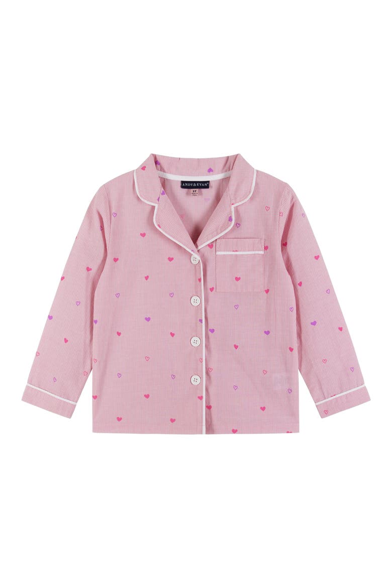 Kids' Heart Print Two-Piece Pajamas, Alternate, color, PINK HEARTS