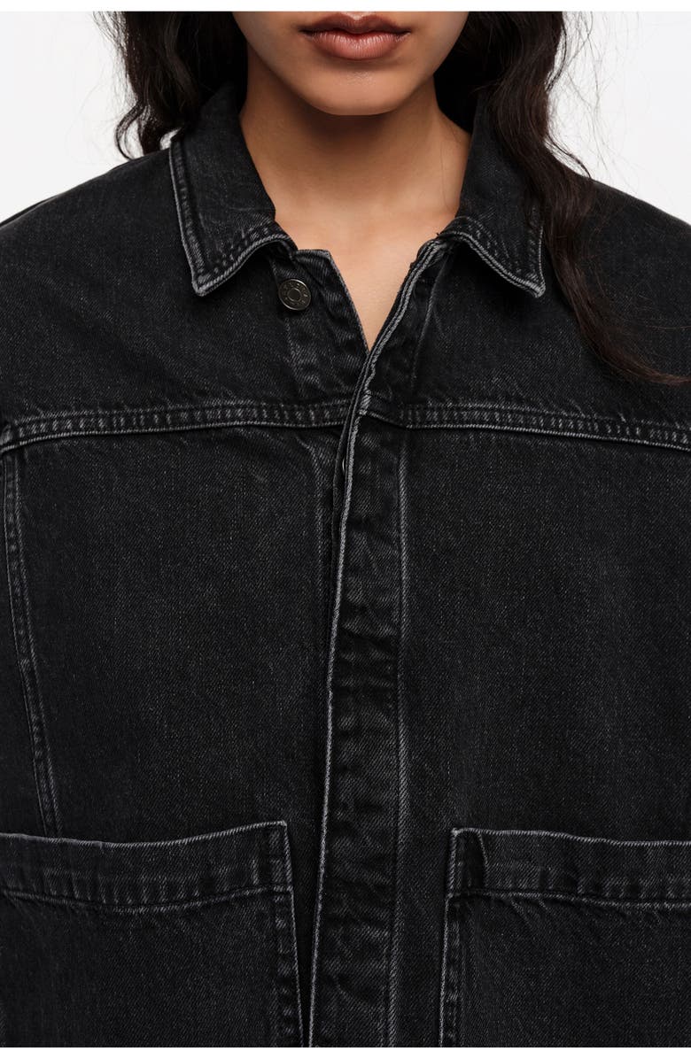Bimba y Lola A-line Washed Denim Jacket, Alternate, color, Washed Black