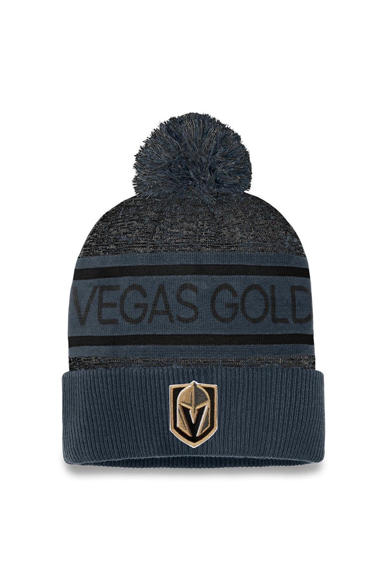 Men's Fanatics Branded Gray Vegas Golden Knights Authentic Pro Cuffed Knit Hat with Pom, Main, color, Black