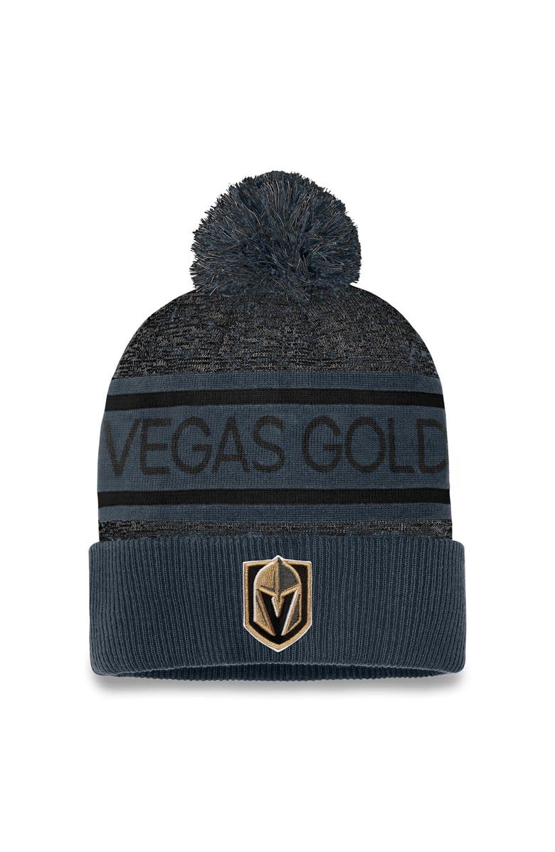 FANATICS Men's Fanatics Branded Gray Vegas Golden Knights Authentic Pro Cuffed Knit Hat with Pom, Main, color, Black