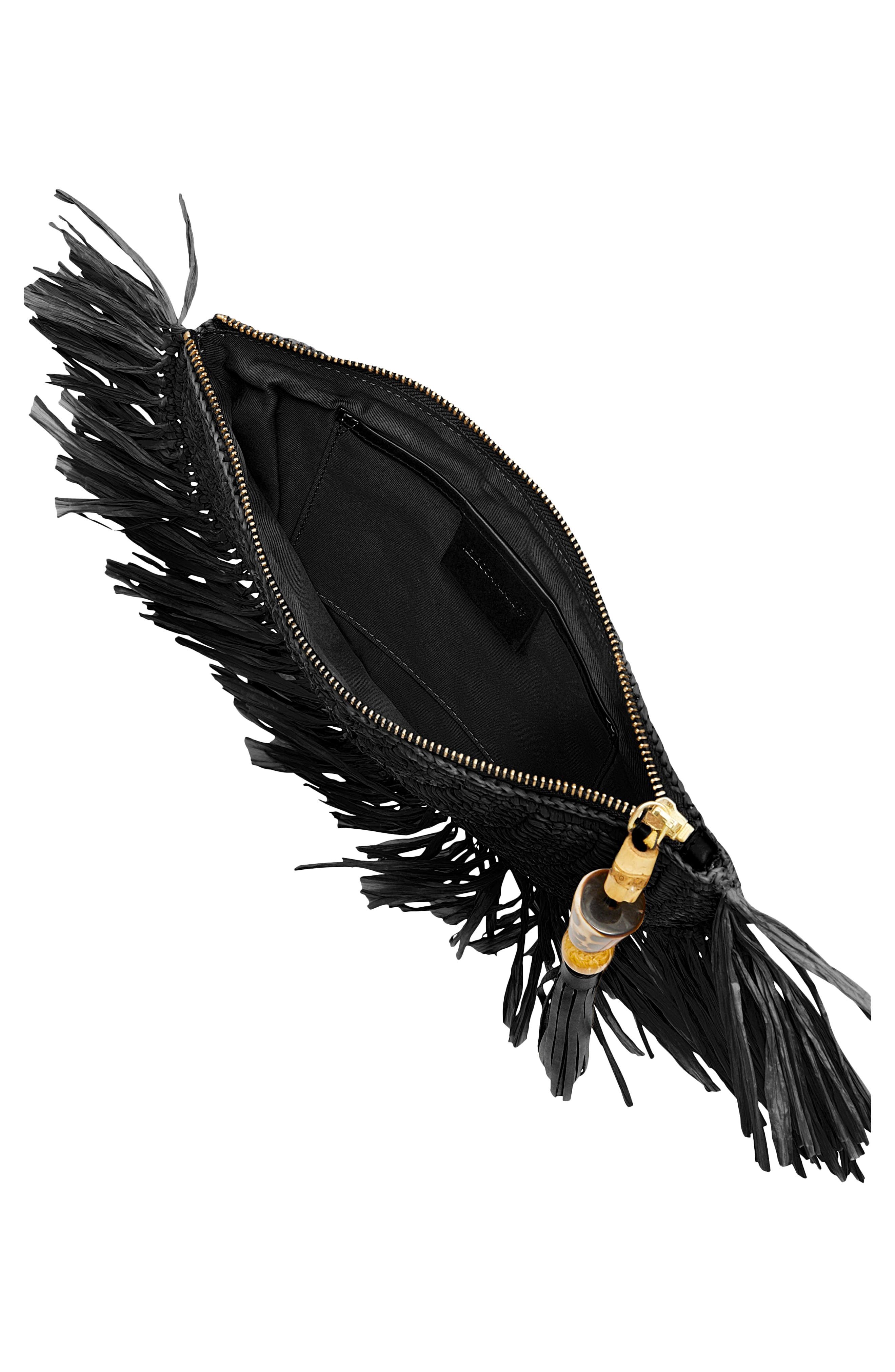 Rebecca Minkoff Lucia Fringe Clutch, Alternate, color, Black