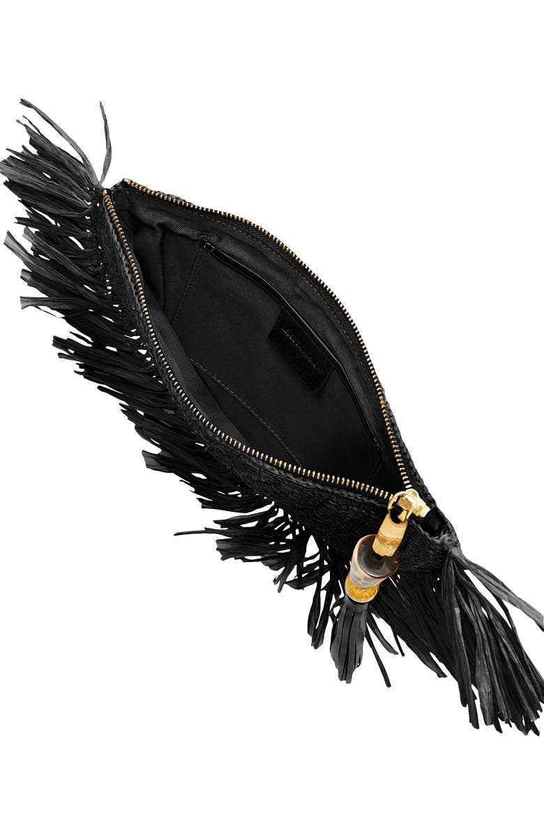 Rebecca Minkoff Lucia Fringe Clutch, Alternate, color, Black