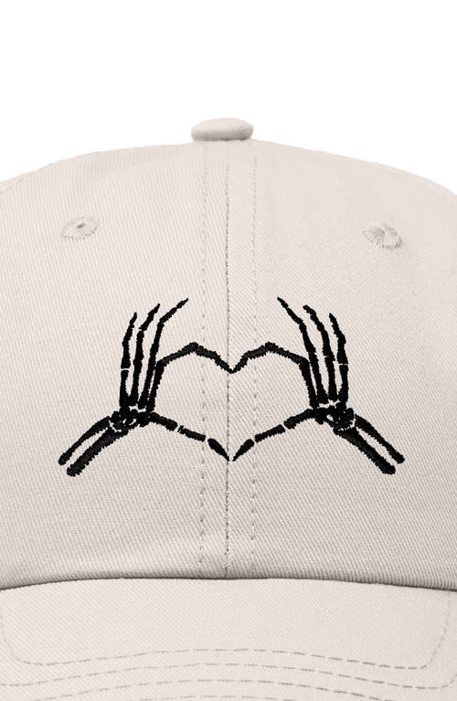 Dalix Skeleton Heart Embroidered Dad Hat In Beige
