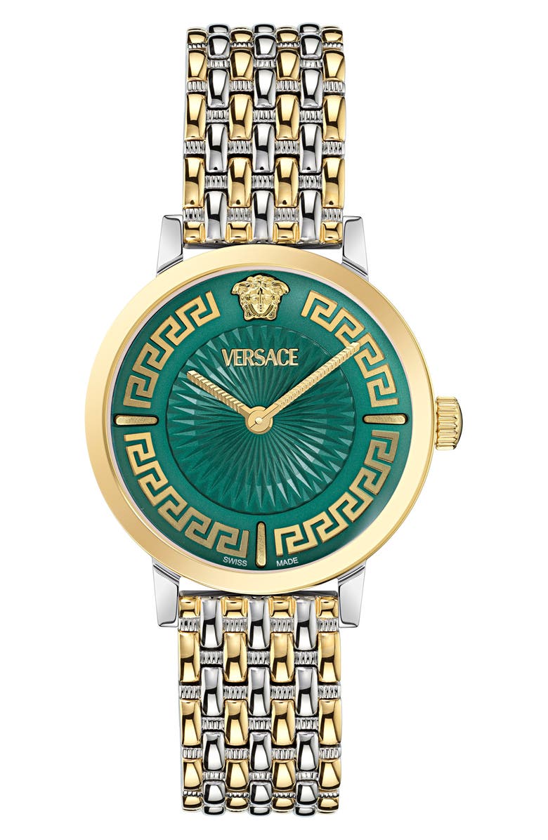 Versace Greca Fortuna Two-Tone Bracelet Watch, 35mm, Main, color, 