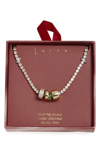 Leith Cubic Zirconia Rondelle Tennis Necklace In Gold