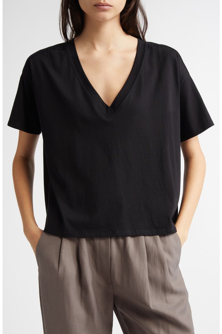 Faaa V-Neck Cotton T-Shirt, Main, color, BLACK