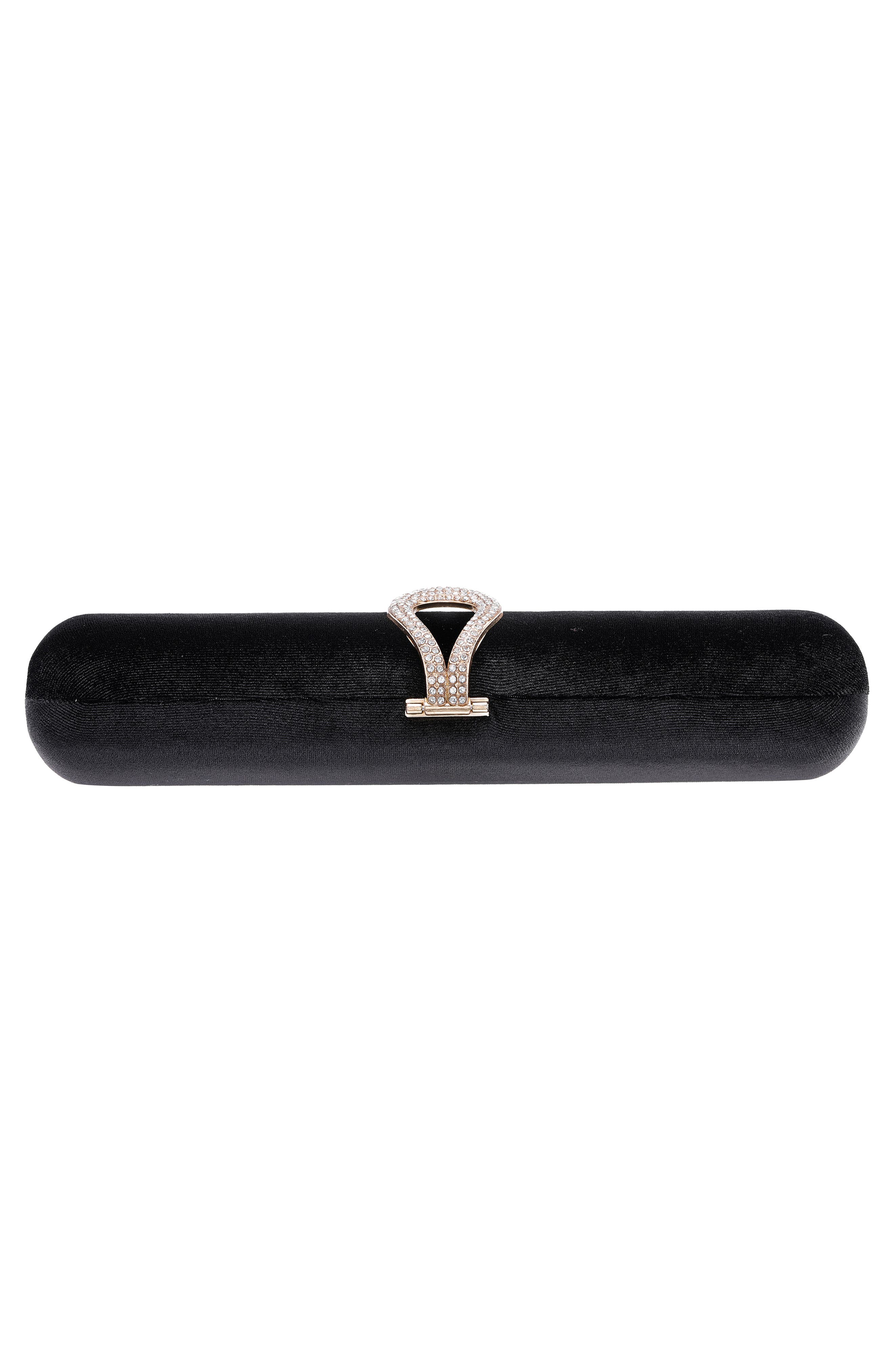 Rumi Velvet Clutch, Alternate, color, BLACK