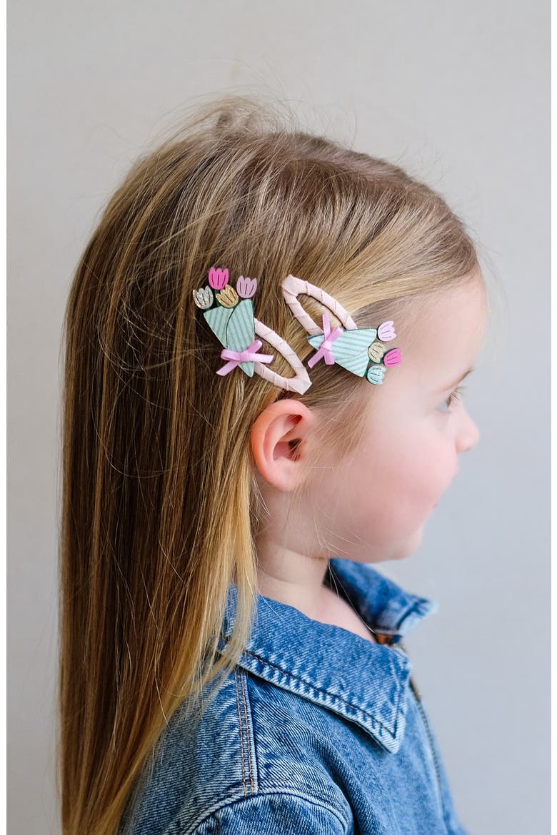 Kids' Bouquet 2-Pack Hair Clips, Alternate, color, PINK