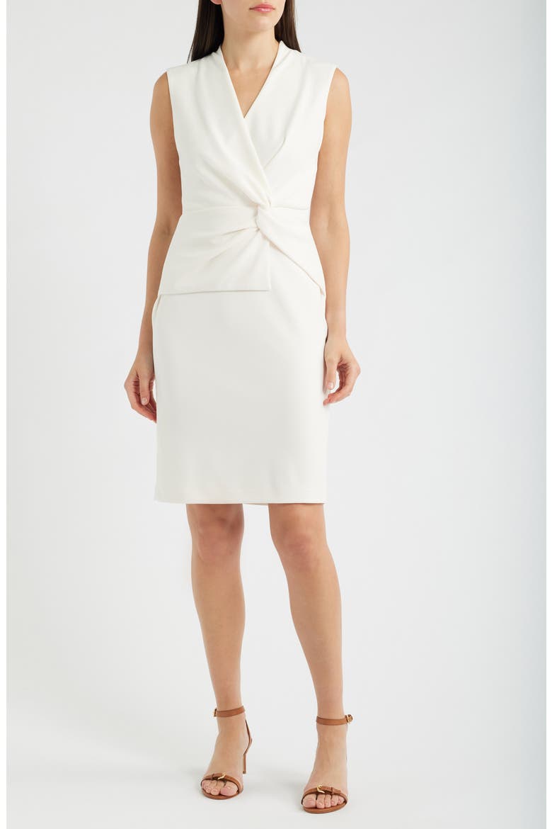 Twist Front Sheath Dress, Main, color, WHITE DOVE