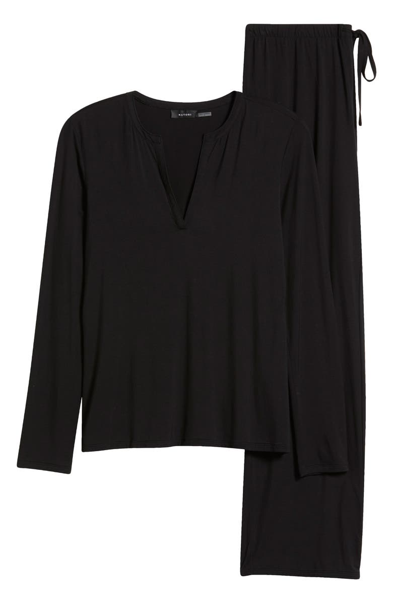 Natori Feathers Elements Pajamas, Alternate, color, Black