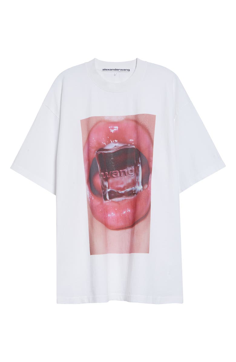 Alexander Wang Ice Cube Oversize Cotton Graphic T-Shirt, Main, color, Vintage White