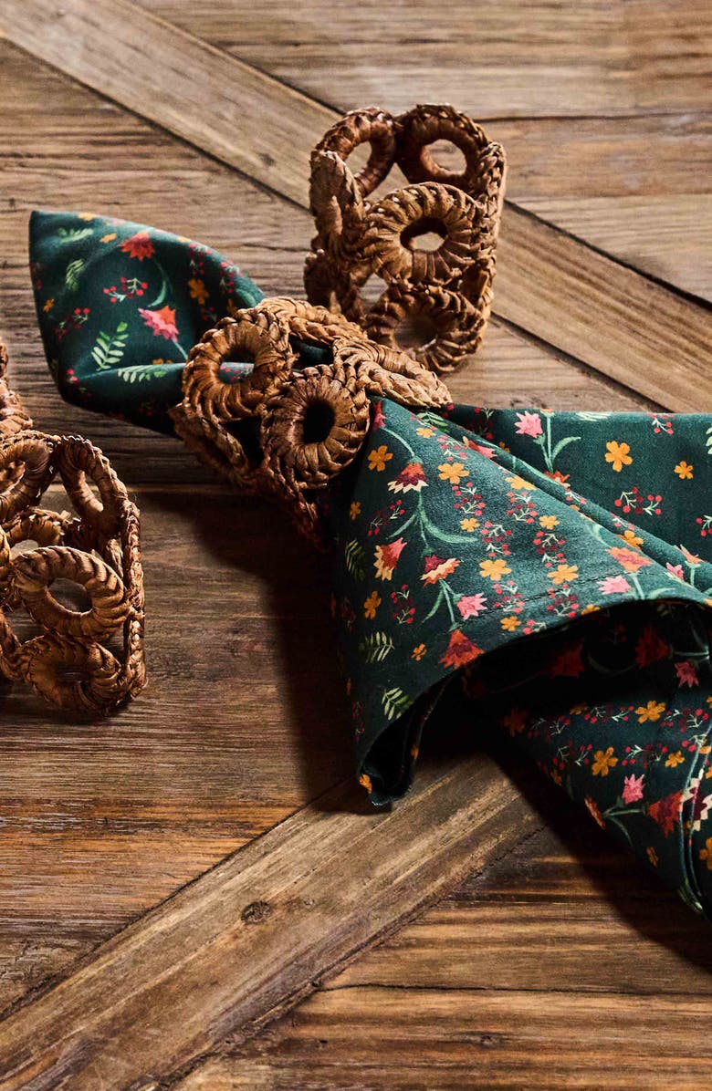 Juliska Klara Set of 4 Cotton Napkins, Alternate, color, Evergreen