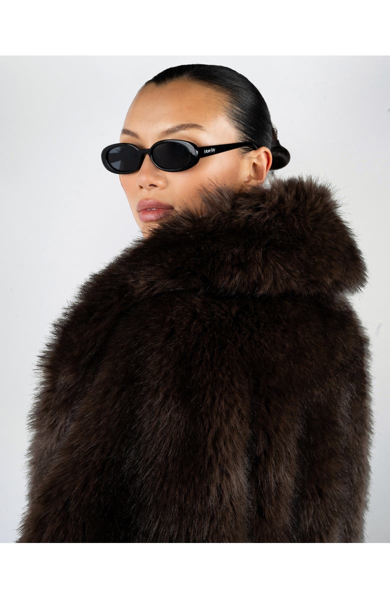 WeWoreWhat Long Faux Fur Jacket, Alternate, color, Dark Brown