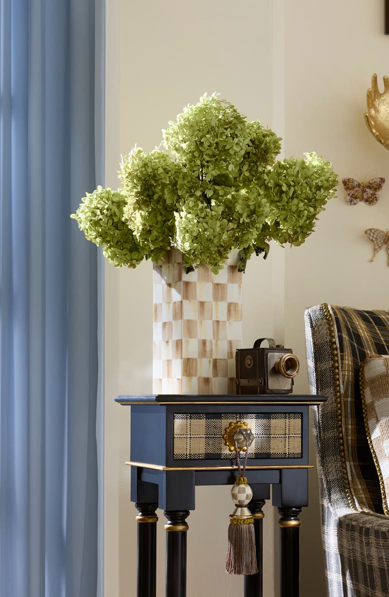 MACKENZIE CHILDS Mocha Check Pillar Vase, Alternate, color, Mocha