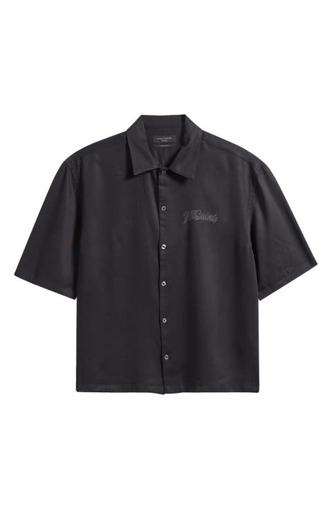 Circe Logo Graphic Oversize Short Sleeve Button-Up Shirt