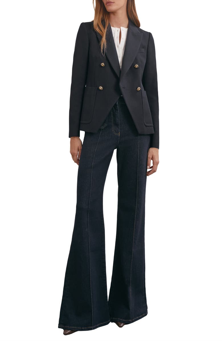 Reiss Gigi Double Breasted Cutaway Wool Blend Blazer, Alternate, color, Navy