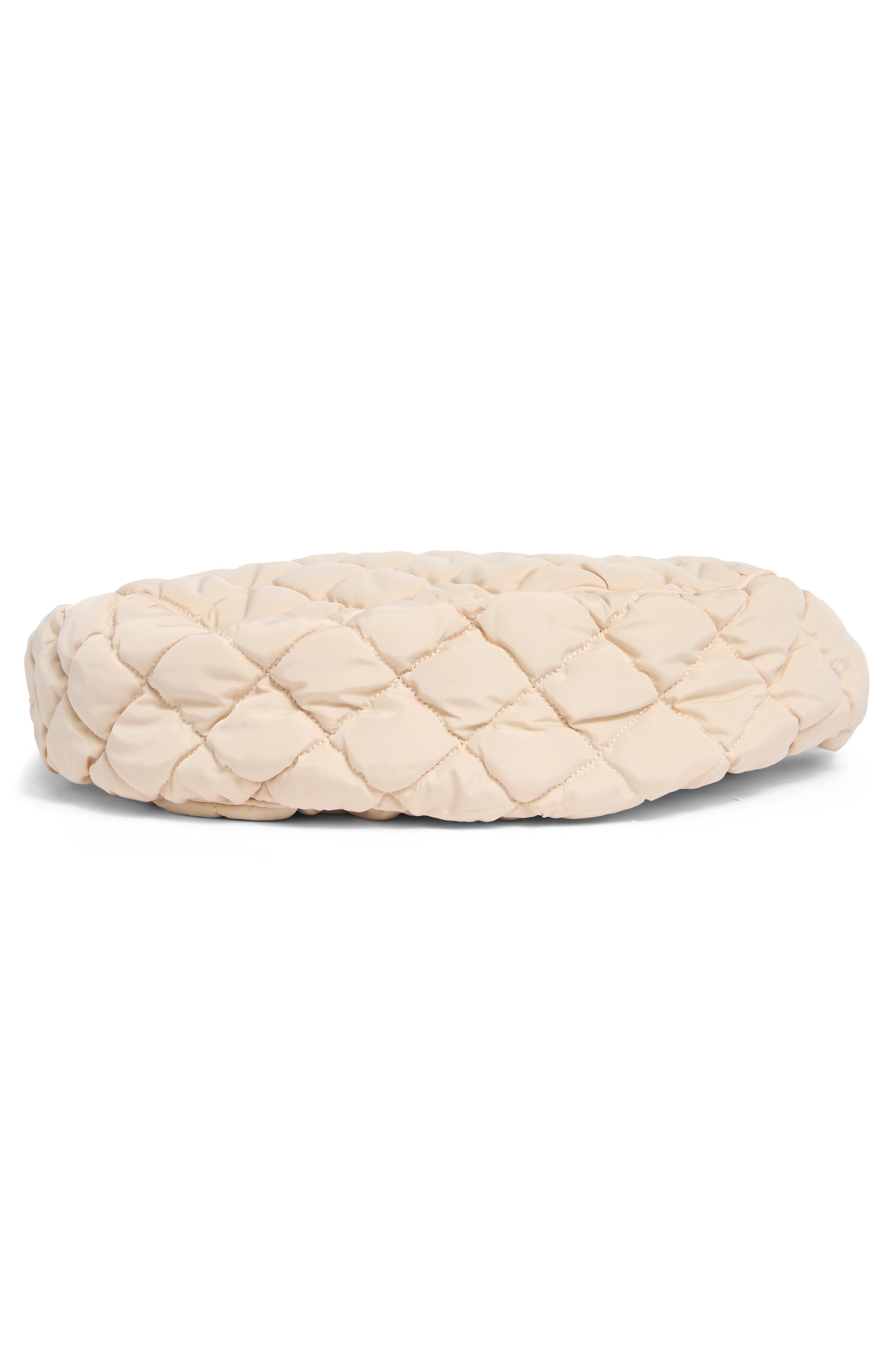 URBAN EXPRESSIONS HANDBAGS Half Moon Quilted Shoulder Bag, Alternate, color, Cream