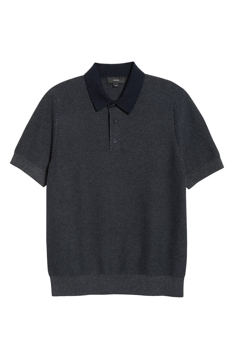 Vince Geometric Jacquard Polo Sweater, Alternate, color, Coastal/Medium H Grey