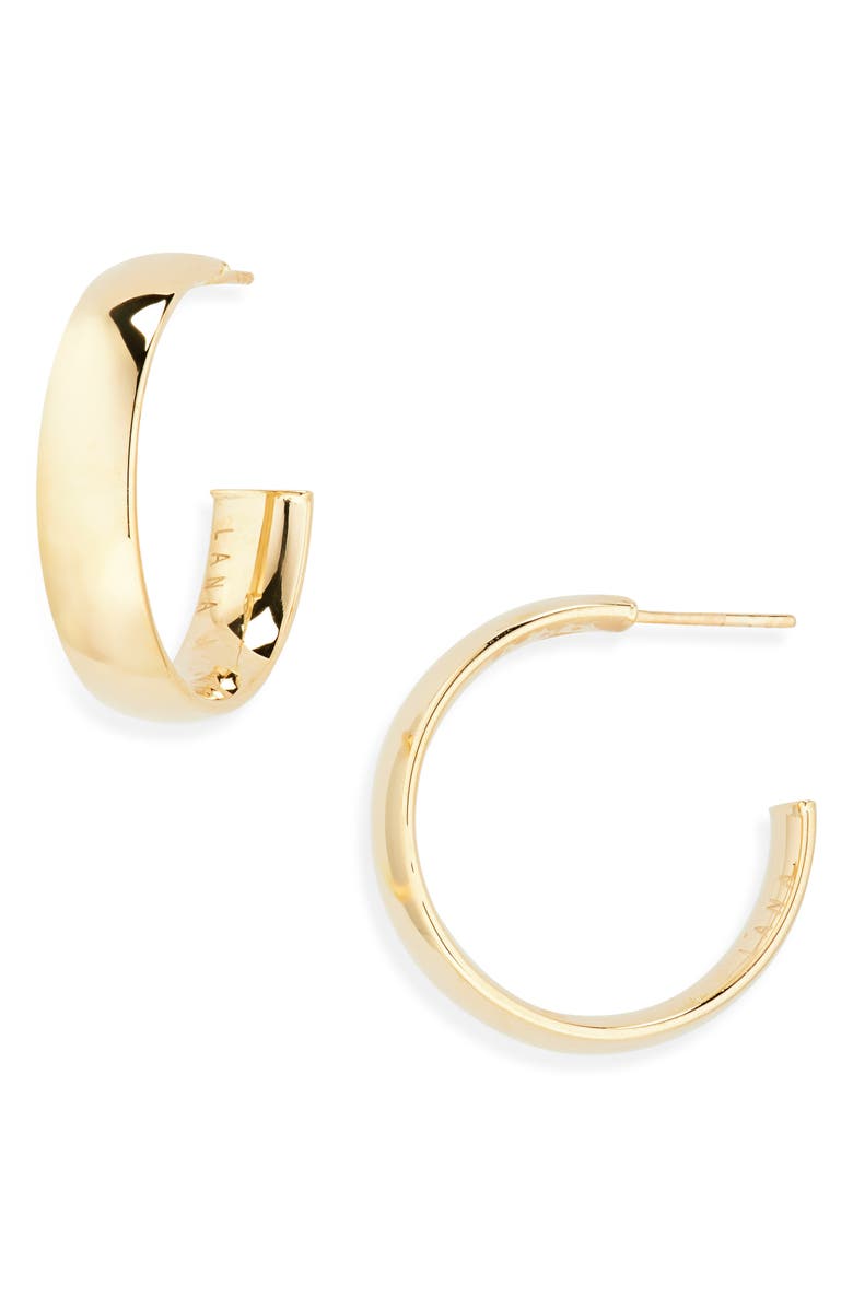 LANA 14K Gold Curved Hoop Earrings, Main, color, Yellow