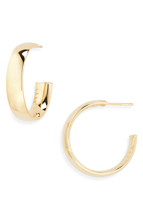 14K Gold Curved Hoop Earrings