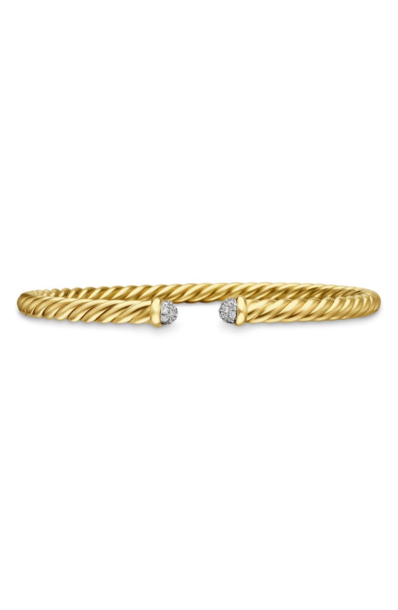 David Yurman Precious Cable Cuff Bracelet in Gold, The Cable Classics Collection, Main, color, Yellow Gold/Diamond