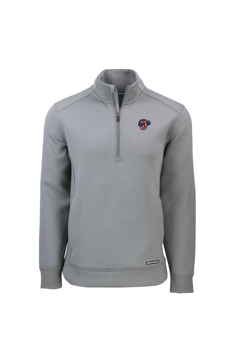 Cutter & Buck Men's Cutter & Buck  Gray Jacksonville Jumbo Shrimp Roam Eco Recycled Quarter-Zip Pullover, Alternate, color, 