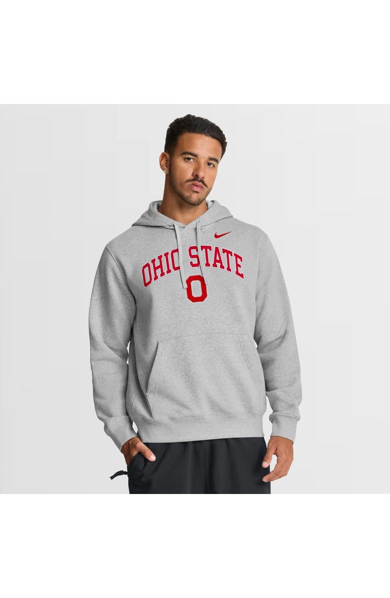Nike Men's Nike Gray Ohio State Buckeyes Club Fleece Arch Pullover Hoodie, Main, color, Gray