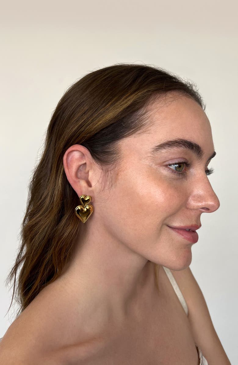 Petit Moments Francesca Double Heart Drop Earrings, Alternate, color, Gold