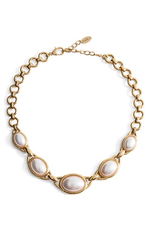 Mango Faux Pearl Necklace In Gold