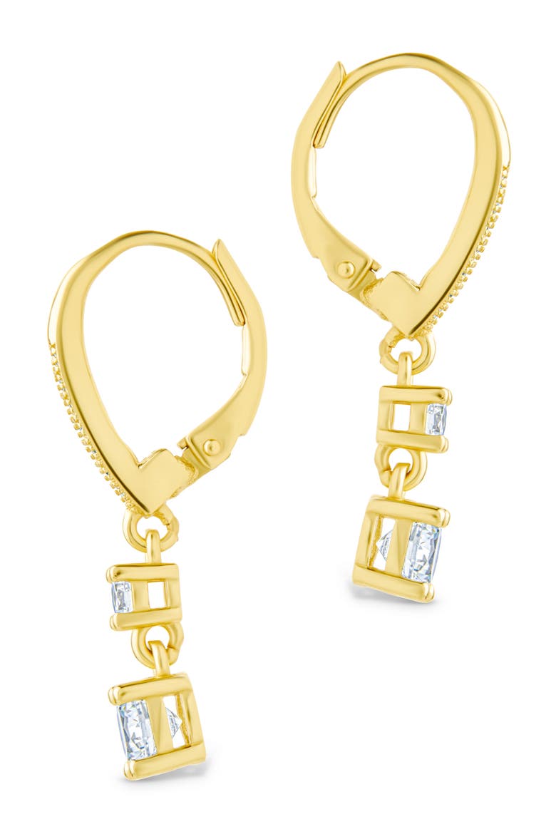 Magdalena Cubic Zirconia Drop Hoop Earrings, Alternate, color, GOLD