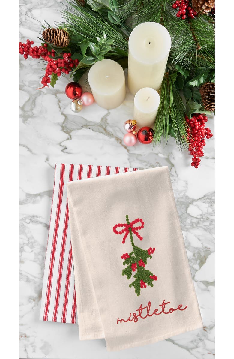 C&F Home Mistletoe Berries French Knot Cotton Embroidered Flour Sack Kitchen Towel, Alternate, color, 