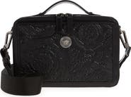 Versace Barocco Embossed Leather Messenger Bag