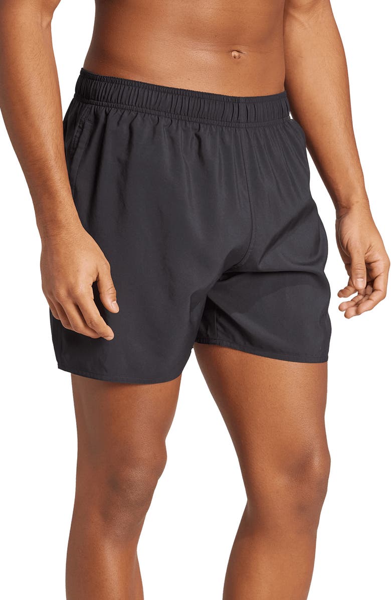 adidas Essentials Swim Trunks, Alternate, color, Black/ White