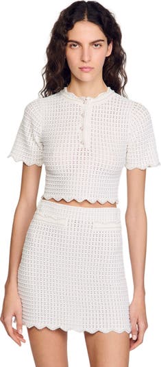 Pearl beaded knit sweater