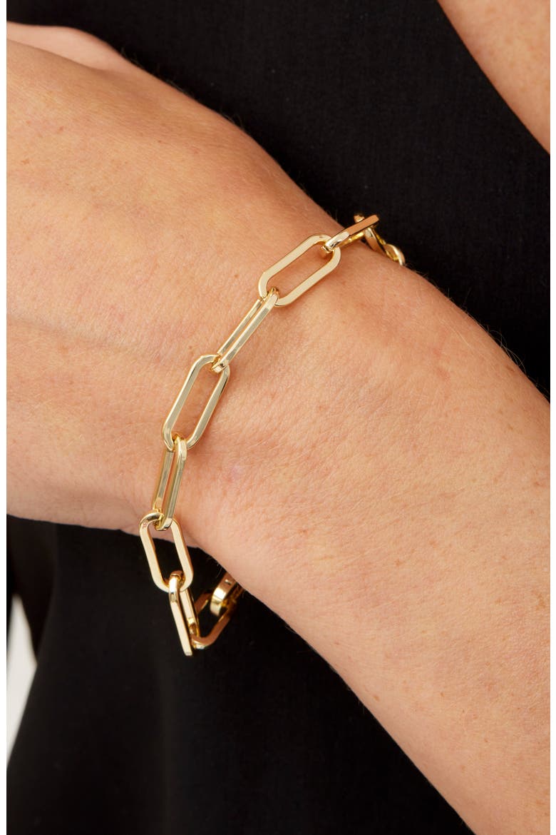 2-Piece Paperclip Chain Necklace & Bracelet Set, Alternate, color, GOLD