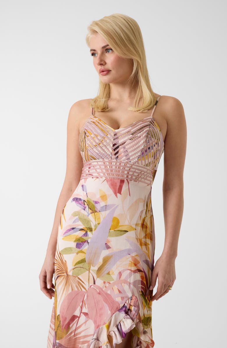GUESS Amina Sleeveless High-Low Maxi Dress, Alternate, color, Sarika Palm Print